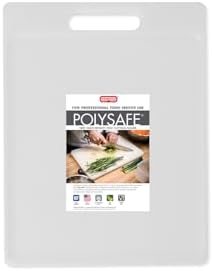 Dexas NSF Certified Polysafe Cutting Board with Handle, 8.5 x 11 Inches, Reversible Kitchen Cutting Board, White