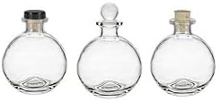Nakpunar 8.5 oz (250 ml) Spherical Clear Glass Bottle with Round Stopper – Liquor, Oils, Wedding Favors (Pack of 2)