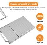 Stainless Steel Cheese Slicer Cutter with Wire - Adjustable Board & 6 Replacement Wires, Perfect for Cheese, Butter, Veggies & Sausage (Silver)