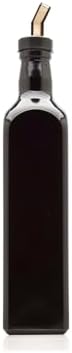 Infinity Jars Black Ultraviolet Square Glass Oil Bottle 500Ml(17 fl oz)w/Plastic Pour Spout, Airtight Round Easy Refill Vinegar Cruet Cooking Oil Dispenser Bottle, Olive Oil Bottle for Kitchen 10-Pack