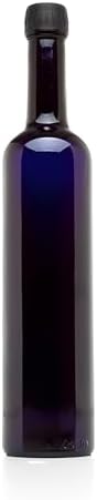 Infinity Jars Black Ultraviolet Long Neck Glass Oil Bottle 500Ml (17 fl oz) Miron Water Dispenser bottle airtight leakproof, water, Olive Oil Cruet, Used in Kitchen, Amber glass bottle 3-Pack