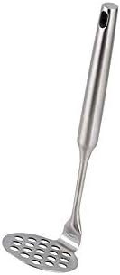 Stainless Steel Potato Masher for Non-Stick, Sturdy and Durable Whole Shaped Food Masher Hand Kitchen Aid, Avocado Masher Kitchen Tool Dishwasher Safe (8 in, Silver)