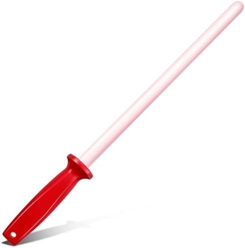 Ceramic Honing Rod for Knives, 11 Inch Knife Sharpener, Red