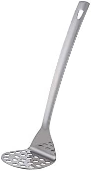 Stainless Steel Potato Masher with Long Handle, Sturdy Potato Smasher, Integrated Masher Kitchen Tool Perfect for Vegetable, Fruits, Meat, Bean, Avocado, Disherwash Safe, 10.7 Inch(Silver)