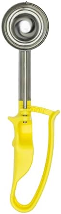 【Extended】#20 YELLOW (1.77 oz.) VODOMAX Heavy Duty Food Disher, Portion Scoop, Stainless 18-10 (SUS304), Potato Salad Disher, Palm-Squeeze, 13 Sizes, Color-Coded, Ice Cream Scoop, Gelato Scoop
