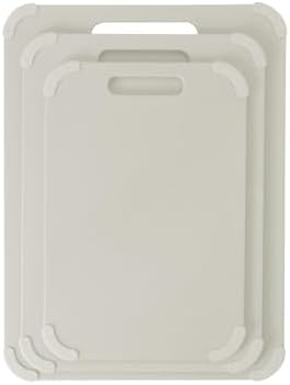 Dexas Fresh Prep 3-Pack Non-Slip Cutting Board Set – Dishwasher Safe Plastic Boards with Silicone Grip Corners & Handle, Cream (14.17" x 10.63", 12.6" x 9.06", 11.02" x 7.48")