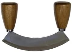 Mezzaluna Chopper Rocking Knife with Sharp Blades,ULU Knife As a Veggie Rocker Pizza Cutter Kale Herbs Chopper Cheese Slicer