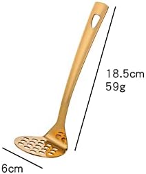 Stainless Steel Gold Potato Masher with Long Handle, Sturdy Potato Smasher, Integrated Masher Kitchen Tool Perfect for Vegetable, Fruits, Meat, Bean, Avocado, Disherwash Safe, 7.28 Inch