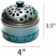 WF Ceramic Garlic Storage Jar, Chinese ceramic jewelry box, with Lid Storage Container, Porcelain Garlic Keeper for Kitchen Countertop, Blue 3"