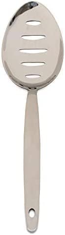 Chef Kunz Slotted Spoon | 9 Inch 18/10 Stainless Steel Silver Chef Cooking Spoons | Basting, Quenelle, Plating Spoon for Draining and Serving, Dishwasher Safe (Slotted)