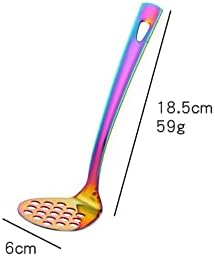 Stainless Steel Rainbow Potato Masher with Long Handle, Sturdy Potato Smasher, Integrated Masher Kitchen Tool Perfect for Vegetable, Fruits, Meat, Bean, Avocado, Disherwash Safe, 7.28 Inch