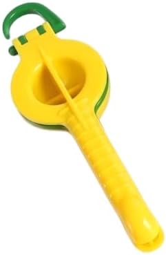 Handheld Lemon Squeezer Plastic 2-in-1 Lemon Squeezer Manual - Sturdy, High Juice Yield and Easy to Clean & Use, Lime Juicer Squeezer for Kitchen, Cooking, Cocktails & Baking, Yellow