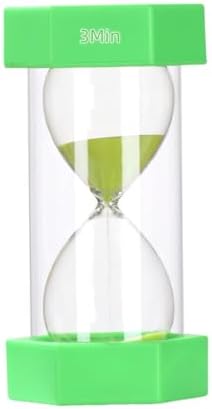 Colorful Sand Timers, Hourglass Sand Timers 3 Minute Sandglass Timer with Protective Cover for Toothbrush Timer Games Classroom Home Office Cooking(Green+3Min)