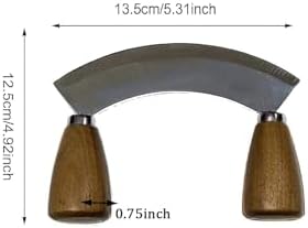 Mezzaluna Chopper Rocking Knife with Sharp Blades,ULU Knife As a Veggie Rocker Pizza Cutter Kale Herbs Chopper Cheese Slicer