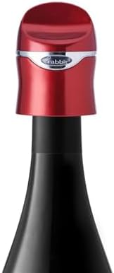 Rabbit Aerate and Preserve Wine Set, Wine/Champagne Sealer and Super Aerator (Red), Standard