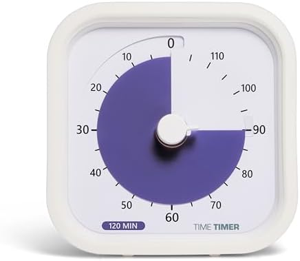 TIME TIMER 120 Minute MOD Education Edition ⁠— Visual Timer with Desktop Software for Kids Classroom Learning, Testing Timer, Study Tool and Office Meetings with Silent Operation (White - 120min)