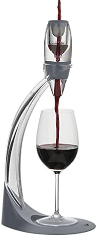 Vinturi Deluxe Essential Pourer and Decanter Tower Stand Easily and Conveniently Aerates by the Bottle or Glass and Enhances Flavors with Smoother Finish, Gray, Red Wine Set