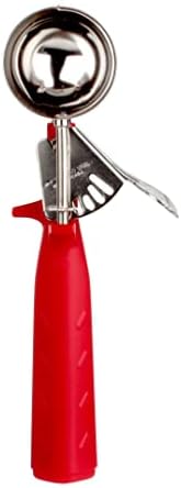 TrueCraftware- 1-1/3 oz Portion Scoop #24 Stainless Steel with Triangle Red Handle- Ice Cream Scoop Cookie Scoop for Cookie Dough Batter