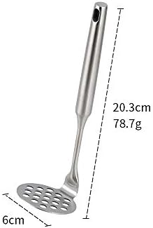 Stainless Steel Potato Masher for Non-Stick, Sturdy and Durable Whole Shaped Food Masher Hand Kitchen Aid, Avocado Masher Kitchen Tool Dishwasher Safe (8 in, Silver)