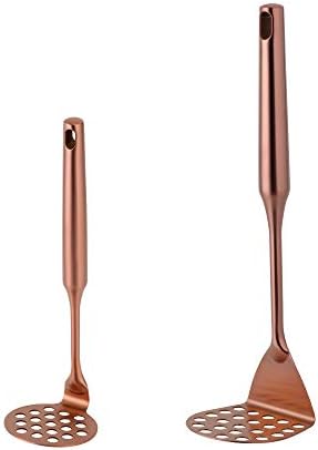 Potato Masher ，Stainless Steel Potato Ricer Press，Ergonomic Horizontal Handle &Multi-Function for Smooth Creamy Mashed Potato,Fruits,Vegetables Baby Food (2pcs, rose gold)