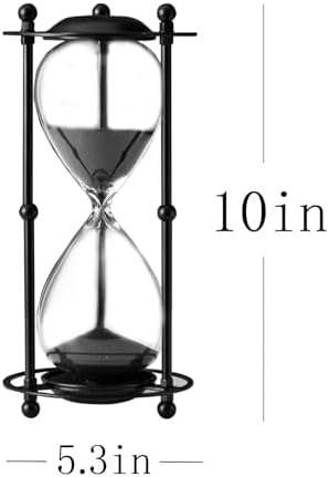Hourglass Timer 60 Minute, Black Metal Sand Timer, Black