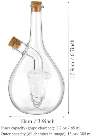 Oil and Vinegar Dispenser, 2 in 1 Glass Olive Oil and Vinegar Cruet Dispenser Bottle, Kitchen Olive Soy Sauce Dispenser Double Pourer Spout for Kitchen Cooking Container