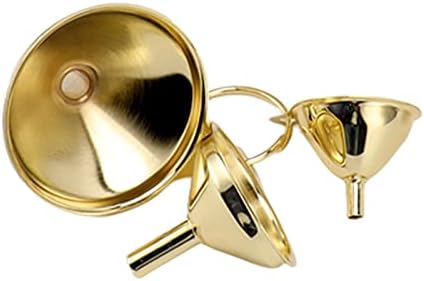 3 Pieces Gold Stainless Steel Funnel Set Kitchen Oil Liquid Metal for Canning Kitchen Tools Gold Stainless Steel Funnel Set