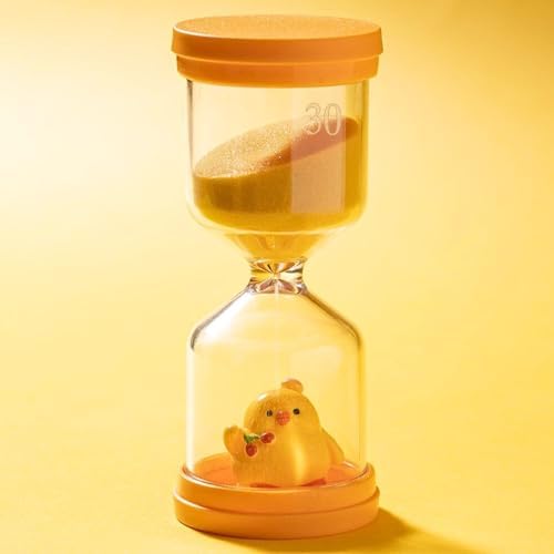 30 Minute Sand Timer,Hourglass Timer in Macaron Yellow with Chick Pattern