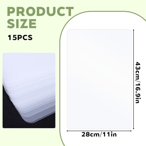 15 Pcs Flexible Plastic Cutting Mats, 17 x 11 Inch Clear Plastic Cutting Board Mats Wipeable Frosted Placemats for Kitchen, Cooking, Table, Writing