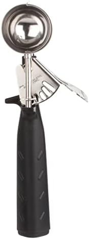 TrueCraftware- 1 oz Portion Scoop #30 Stainless Steel with Triangle Black Handle- Ice Cream Scoop Cookie Scoop for Cookie Dough Batter