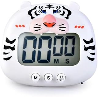 Cute Kitchen Timer, Digital Countdown Timer with Magnetic Back, Tiger Animal Shaped Magnetic Timer for Classroom, Cooking, Kitchen, Exercise, Work, Study, Outdoor Activities