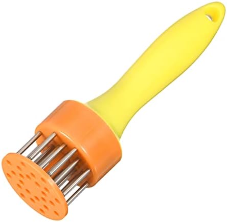 uxcell Stainless Steel Meat Tenderizer, Meat Mallet Needle Nails Kitchen Tools with Plastic Handle for Tenderizing Meats Steak Fish Chicken, Yellow