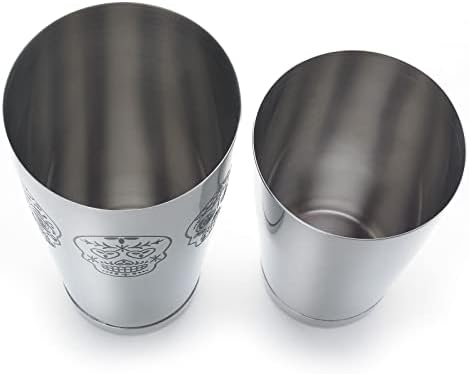 Barfly Skull Cocktail Shaker Tin Set (18 oz and 28 oz),Stainless Steel, Skull,M37009SKU