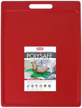 Dexas NSF Certified Polysafe Cutting Board with Handle, 11 x 14.5 Inches, Reversible Kitchen Cutting Board, Red