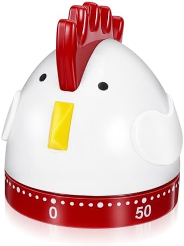 Mechanical Kitchen Timer, Easter Chicken Timer, Wind Up 60 Minutes Manual Countdown, Loud Alarm Animal Rooster Rotating Time Reminder for Cooking, Baking, Kids Study, Classroom