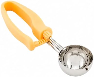 Restaurantware Comfy Grip 2 Ounce Gelato Scoop 1 Ambidextrous Ice Cream Scoop - Built-In Blade Bright Handle Yellow Stainless Steel Cookie Dough Scoop Comfortable Grip For All Ingredients