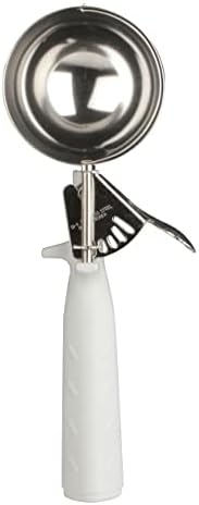 TrueCraftware- 5-1/3 oz Portion Scoop #6 Stainless Steel with Triangle White Handle- Ice Cream Scoop Cookie Scoop for Cookie Dough Batter