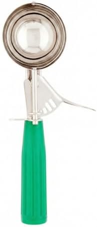 Restaurantware Met Lux 3.25 Ounce Portion Scoop 1 Trigger Release Cookie Scoop - With Green Handle Stainless Steel Disher For Portion Control Scoop Cookie Dough Cupcake Batter Or Ice Cream