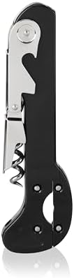 True Recoil Waiters Corkscrew Wine Opener, Durable Stainless Steel with Built-in Bottle Opener and 4-Wheel Foil Cutter for Bartenders, Home Bar, Kitchen, Outdoor Party, Gifts for Wine Lovers, Set of 1