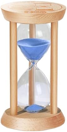 Wooden Sand Timers 2 Minute Hourglass,Stunning Glass Mini Blue Sand Clock for Productivity, Meditation & Decor, 2 Min Small Reloj De Arena for Kitchen, Office, Game, Classroom (Blue)