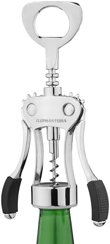 Wine Opener, Zinc Alloy Premium Wing Corkscrew with Multifunctional Bottles Opener, Sharp Wine Corkscrew with Ergonomic Non-Slip Wing Handle, Silver