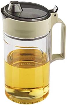 TENTA KITCHEN Oil Dispenser Vinegar Dispenser Maple Syrup Dispenser Glass Bottle Cruet No Drip Plastic Bottle Spout with Protective Cap drip Free Pour spout restarant 22Oz (Beige 1PC)