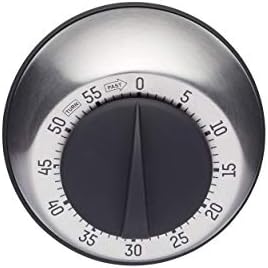 Taylor Pro Wind Up Kitchen Timer, Stainless Steel 60-Minutes Mini Cook's Timer, Lightweight Cooking and Baking Portable Countdown Countertop Alarm, Endorsed by Professional Chefs,Grey,9.5 cm
