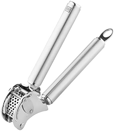 HUTCH Moda Award Winning Auto Scraping Garlic Press - 18/10 Stainless Steel - Unpeeled Garlic Mincer to Mince, Press, and Crush Garlic Effortlessly - Keeping Your Fingers Clean! - Dishwasher Safe
