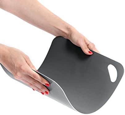 Zeller 26156 Cutting Mat Set 2-Piece Plastic Anthracite/Light Grey Approx. 38 x 29 cm Chopping Board Dishwasher Safe