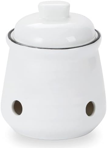 Ceramic Mini Garlic Keeper with Lid, Garlic Container Saver for Countertop, Keep Your Garlic Cloves Fresh (White)