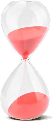 Hourglass, HoveBeaty Red Sand Timer, 15 Minute Hand-Blown Glass