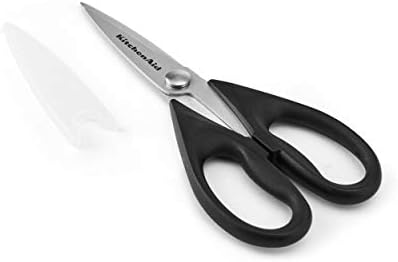 KitchenAid All Purpose Kitchen Shears with Protective Sheath for Everyday use, Dishwasher Safe Stainless Steel Scissors with Comfort Grip, 8.72-Inch, Black and Amazon Basics Multipurpose, Comfort Grip, PVD Coated, Stainless Steel Office Scissors, 3-Pac...