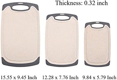 FLYINGSEA Cutting Boards For Kitchen, Anti-Skid Eco-Wheat Straw Cutting Board Set (3 Pcs), Dishwasher Safe (light brown)