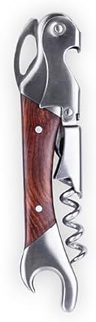 Viski Admiral Double Hinged Corkscrew Wine Opener with 2 Built-in Bottle Openers and Easy Grip Foil Cutter, Stainless Steel with Rosewood Handle, Home Bar, Travel, Gifts for Wine Lovers, Set of 1